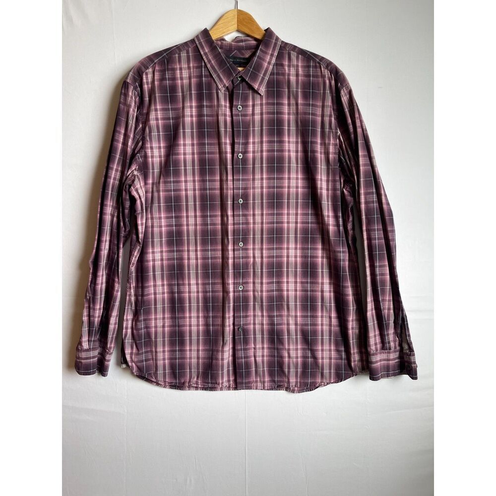 Banana Republic Men’s XL Purple Plum Plaid Button Down Shirt Long Sleeve
